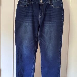 Sidefeel Women’s High-waist Jeans, stretchy, raw hem, straight leg, ankle length